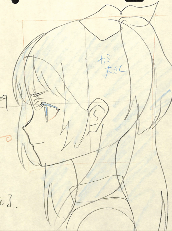 【頭、首、肩の形をしっかり取る】
・首の付け根は耳の後ろ
・首は少し斜めについている
・背中の後ろに壁をイメージすると姿勢が良く見える
※21年4月基礎コース「横顔」添削結果より 