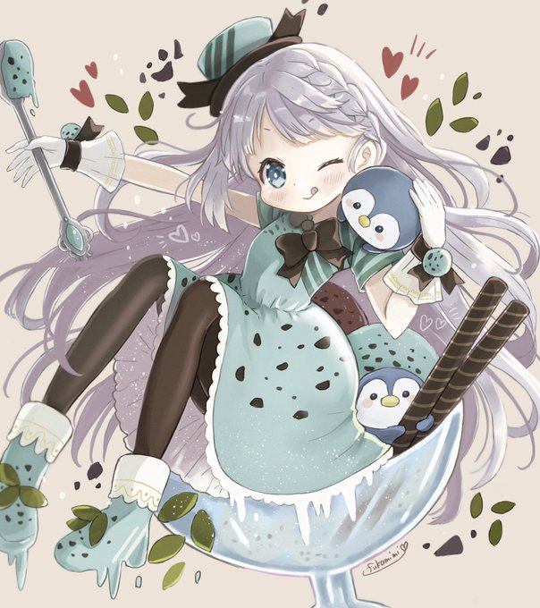 #アイスクリームの日 #GtC塗り 
チョコミントアイス 