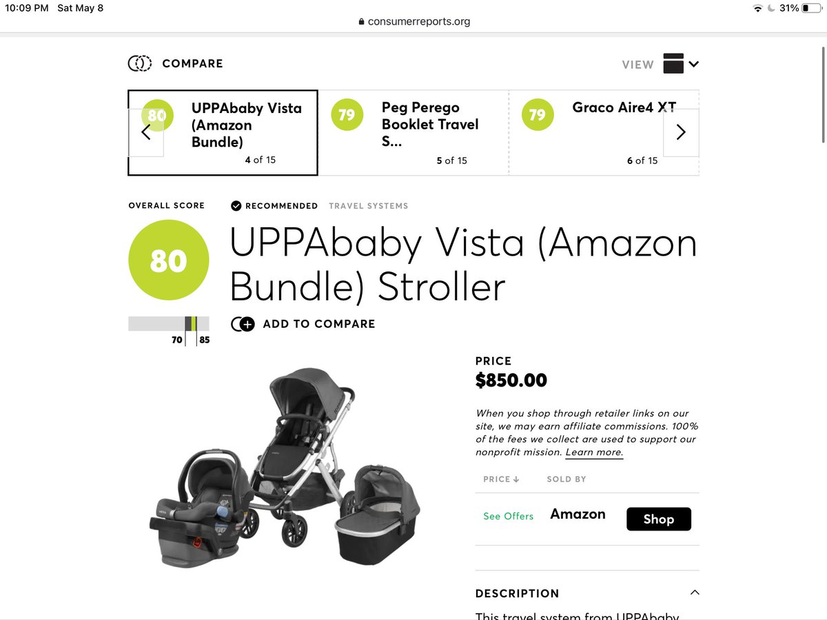 TheTexansNation's tweet photo. @ConsumerReports you guys are  it accurate on your “best time to buy” May deals for UPPABaby combo is not $850 like you say. Very upsetting. https://t.co/UDBggiINO2