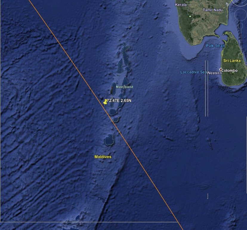janisfrayer's tweet photo. 🚀🚀Chinese officials say the rocket has re-entered over the Indian Ocean... which, given data available to the experts tracking it, would put it around the Maldives. @NBCNews https://t.co/ANiwEv3Kso