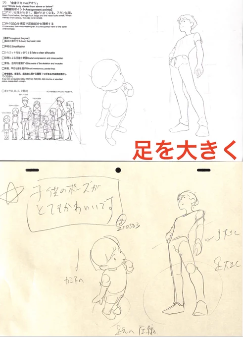 【アオリでは足を大きく!!】
・アオリでは足は長くしないように注意
・視点が近い分大きく見える
※21年4月プロコース「全身アオリ、フカン」添削結果より 