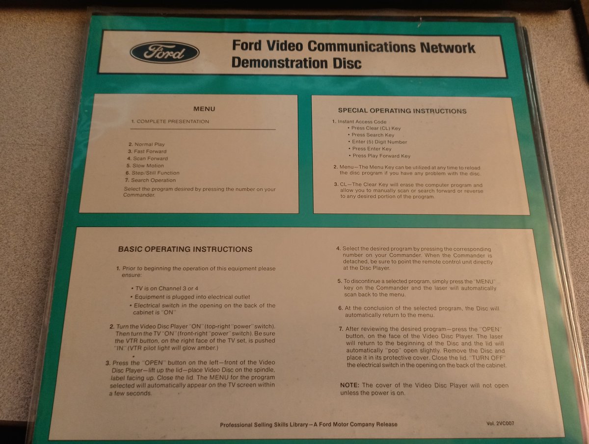 Prospecting for Sales SuccessFord Video Communications Network Demo DiscHarry and the Miracle... The Demonstration DriveThe Trial of Employe(sic) Involvement & The People Factor.Those last two look like they commissioned actual films with actors. I can't wait to see this.