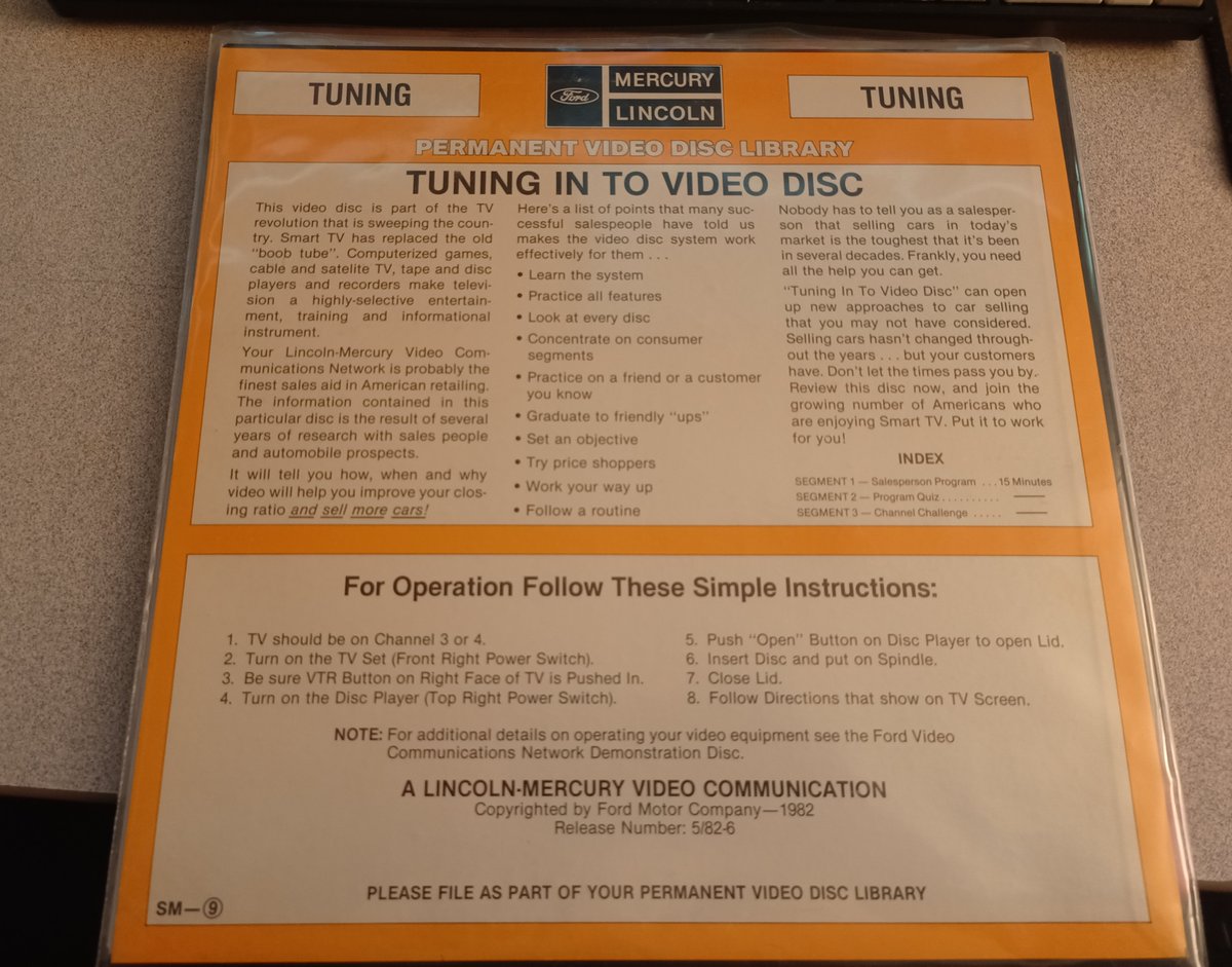 Tuning into Video Disc.This is another guide for how to use the Ford laserdisc thing