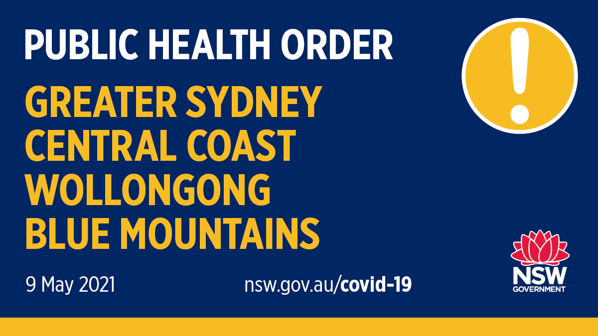 ⚠️ PUBLIC HEALTH ORDER ⚠️
Temporary COVID-safe measures extended until 12.01am Monday 17 May
Investigations are ongoing into the source of two locally acquired cases, announced on Thursday 6 May. They are household contacts of each other; a man and woman from the eastern suburbs.
