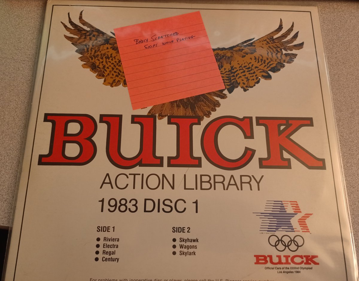 The Buick Action Library 1983 Disc 1 is "badly scratched, skips while playing", sadly.But hey, it's the official cars of the 1984 LA Olympics!