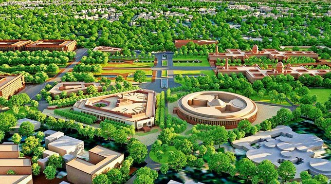 The new plan provides Entire re-structuring of existing central Vista including long term preservation plan for current parliament building Loksabha with 1000 seats capacity Rajyasabha with 500 seats capacity Office for all MPs