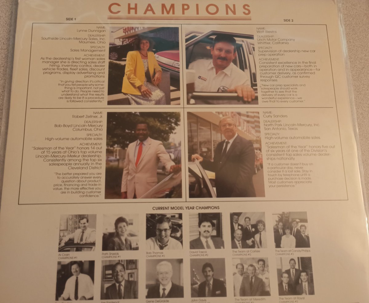 CHAMPIONS OF EXCELLENCE, we're back to Ford again.This one is Disc #2, Feb 1987, The Innovators. It kinda seems this is just a video compilation of the Best Ford Dealers for this year/month?