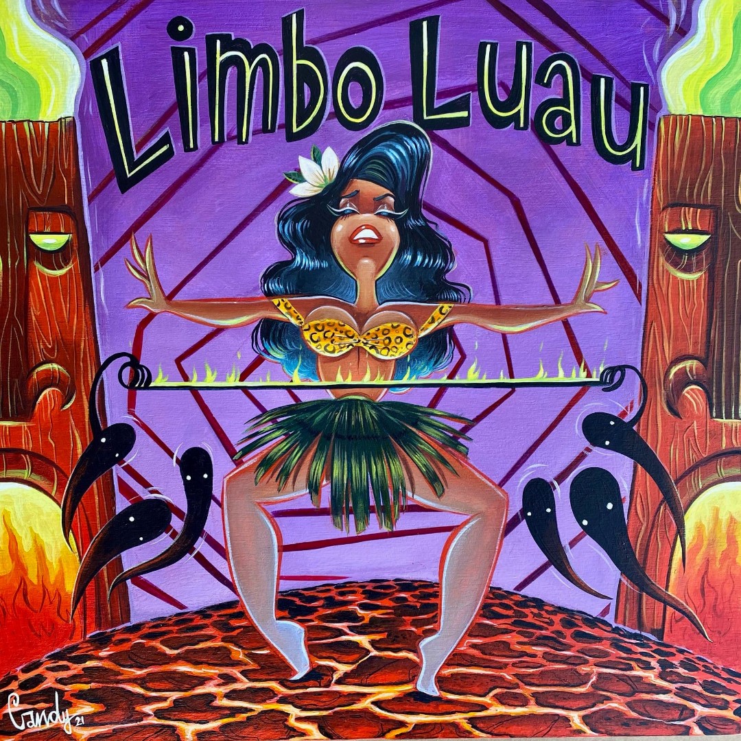 tikioasis's tweet photo. ORIGINAL ART NOW ON SALE! We have a few pieces still available. Ready to hang! “Limbo Luau” by Candy @candywild65, 12x12”, Acrylic on panel. Inquire at info@tikioasis.com. SUPPORT TIKI ARTISTS! #aztikioasis #tikiart #tikio #virtual_tikioasis https://t.co/nV6tRGofZQ