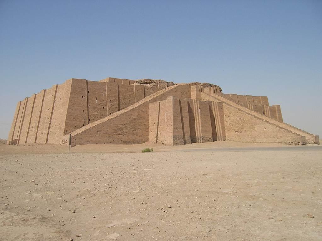 Here is the Ziggurat of Ur, a giant complex built in around 2100 BCE dedicated to the worship of Nanna, the principle deity of the city [2]: