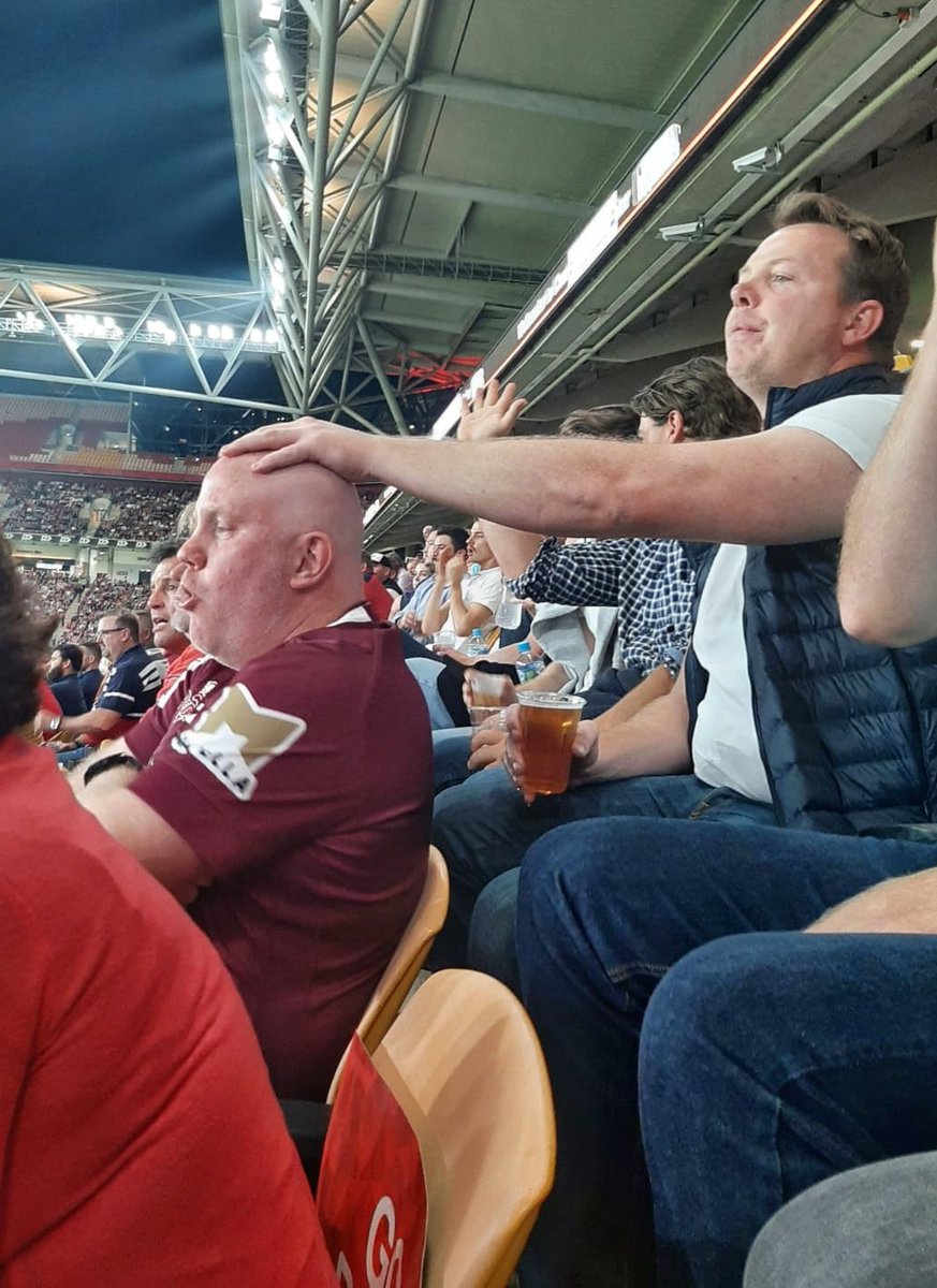 SweatyJester's tweet image. While watching the rugby last night a drunk guy behind me decided that constantly rubbing my bald noggin was good luck. Turns out he was right. You're welcome @Reds_Rugby