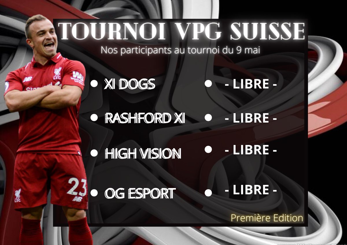 Il reste 4 places pour le tournoi "Première Edition" dela Vpg Suisse ! 

Tentez votre chance :) 
discord.gg/v54kP82A