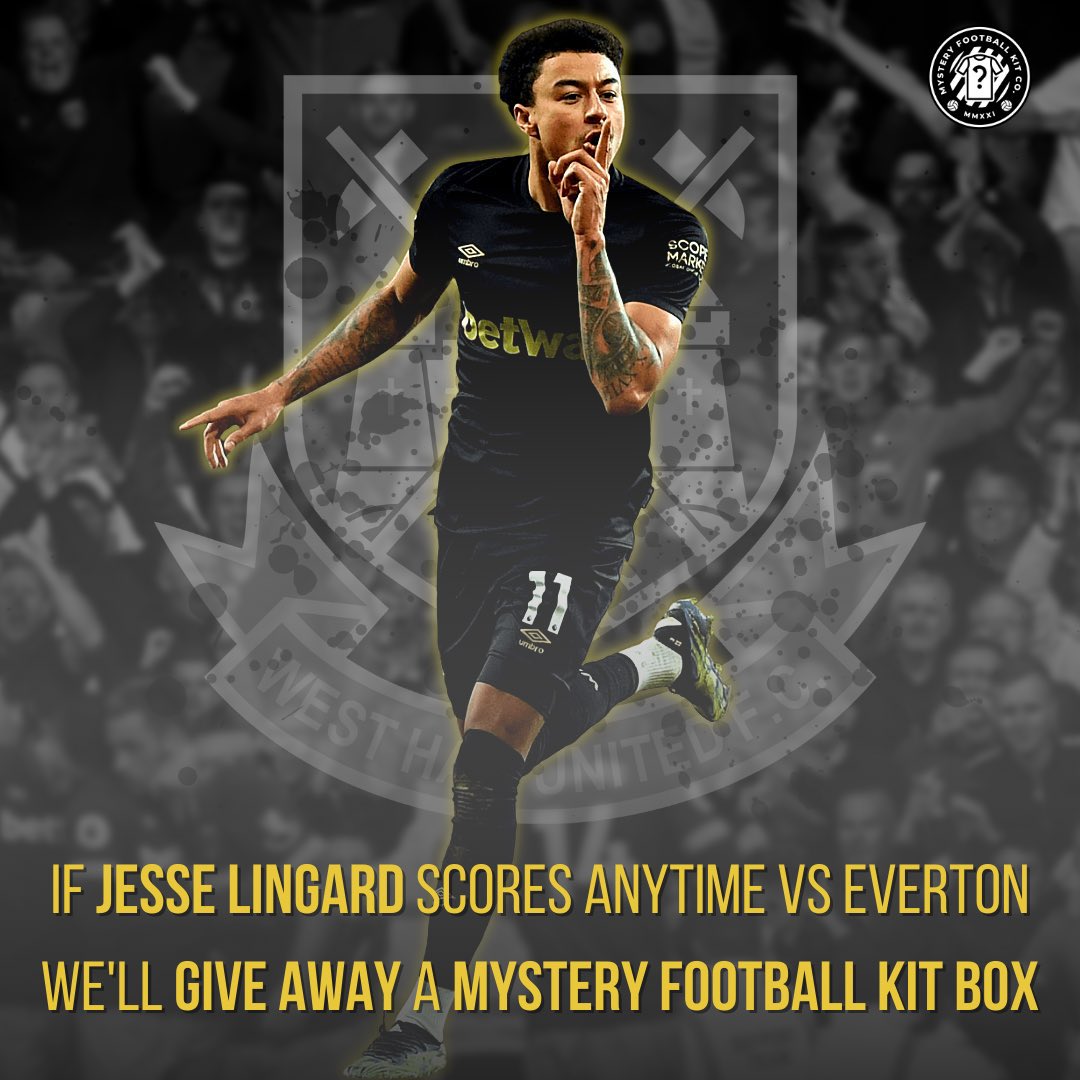 WestHam_Central's tweet photo. 🚨GIVEAWAY🚨

If Jesse Lingard scores anytime vs Everton we’ll give away a mystery football shirt box⚽️👕📦

To enter:

1) Follow @mysteryfootyco @westham_central

2) Retweet

Check out the link in their bio to find out more about their range of mystery boxes 📦 

Good luck! https://t.co/uEGBeyBJTH