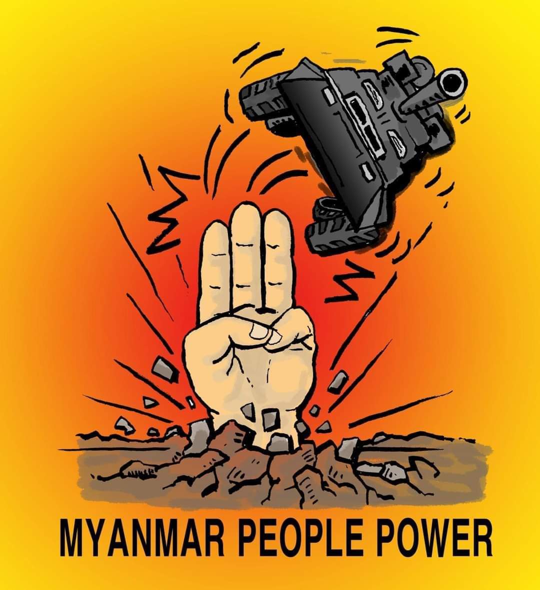 This military coup threatens all mankind.

Our lives are not safe.

Until we have democracy.

Insurgents are bombing the city

Then they will say no

#WhatsHappeningInMyanmar 
#MilitaryCoupInMyanmar 
#HumanRightsViolations 
#SaveMyanmarDemocracy