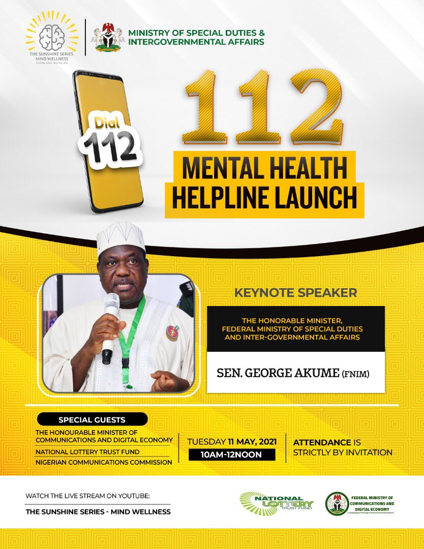 _sunshineseries's tweet photo. For the past year, we have consistently pushed The Mind Wheel project to deliver on its set goals on improving access to psychosocial support for Nigerians during this pandemic which is why it is with great joy that we announce the launch of the first-ever mental health helpline https://t.co/l3CNQG3grW