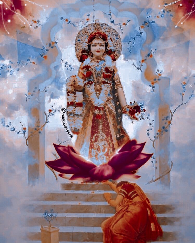 Rupamanjarii's tweet photo. “It is I who have watched over thee, life after life, in the tenderness of many mothers! See in My gaze the two black eyes, the lost beautiful eyes, thou seekest!”

Happy Mother’s Day to both my eternal mothers, Devi Radha and Uma Devi ❤️😭💙 https://t.co/ZGeHmZIe09