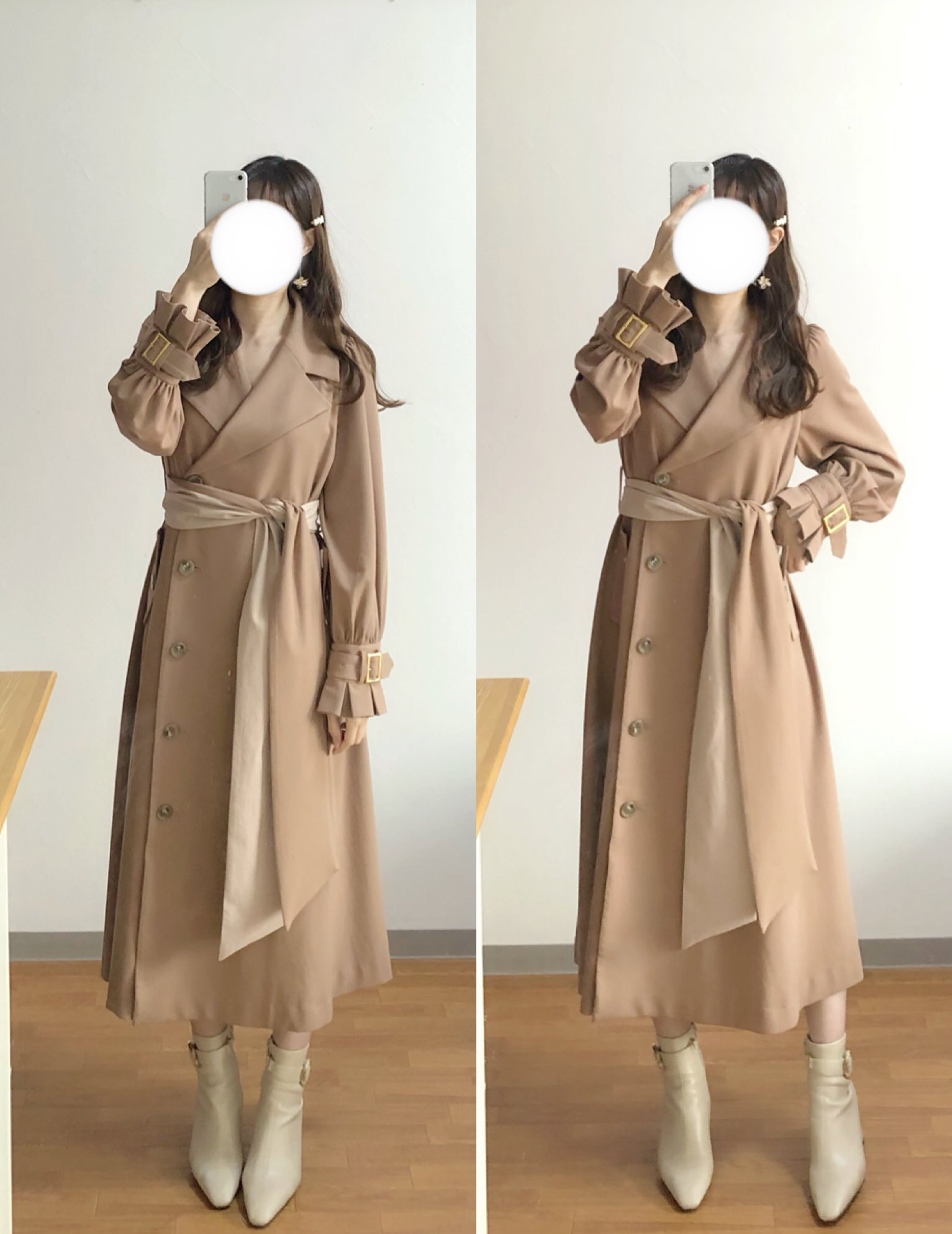 herlipto Gaba Ruffled Cotton Trench Coat