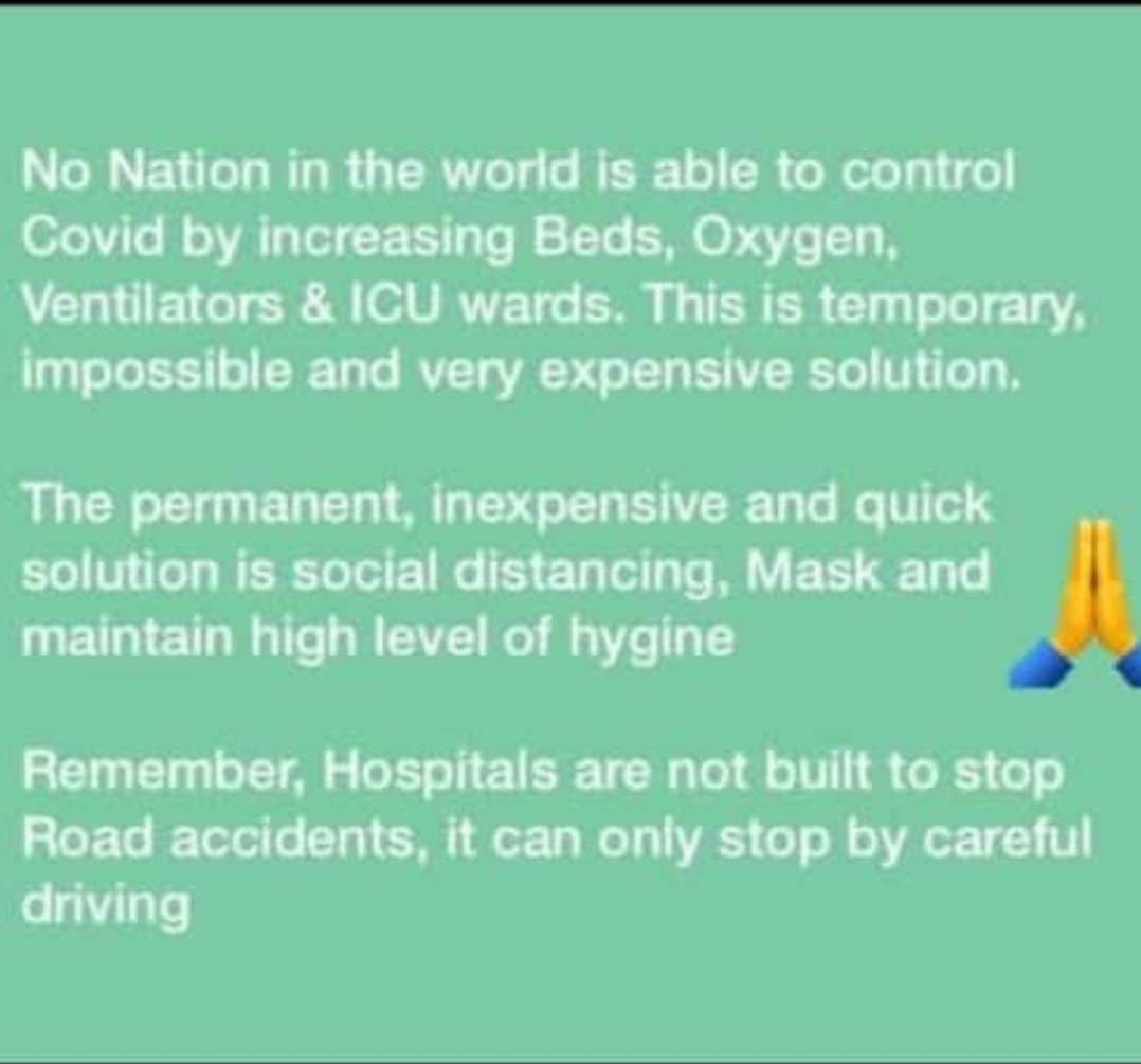 Dr_AKS9's tweet photo. I wish people understood this👇
You safety is in your hands.
If not untill now from now on just follow the basic rules of game and you can keep urself as well as ur family safe and we will win this fight against covid

#CoronaSecondWave
#CoronaPandemic #FightAgainstCOVID19 https://t.co/qRimx2S7DU