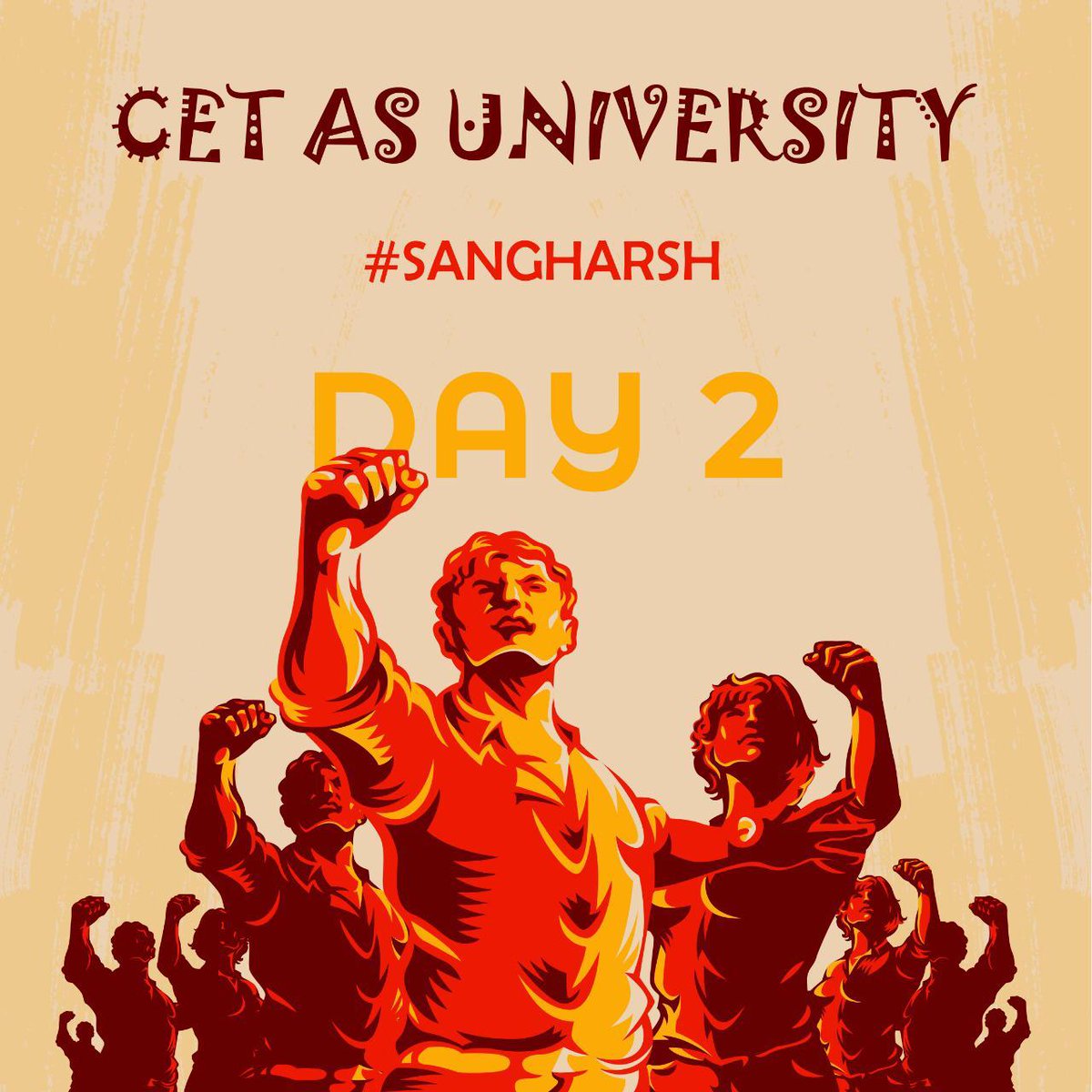 Asutosh007's tweet photo. This #sangharsh may be tough,
Things may go rough,
There will be bad days,
Things may appear like haze,
But through it all, 
We will always stand tall.

This movement will continue unless our demands are fulfilled and we will not loose hope. #cet_as_university https://t.co/rBA5FWz4Wx