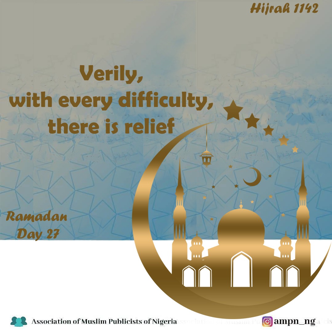 AmpnNg's tweet photo. Alihamdulilah! Day 27🌙

Fa inna ma'al usri yusra, inna ma'al usri yusra

Verily after every hardship there is relief, after every hardship there is relief

#AMPN #MuslimUmmah #last10daysoframadan https://t.co/IX9FWhExeS