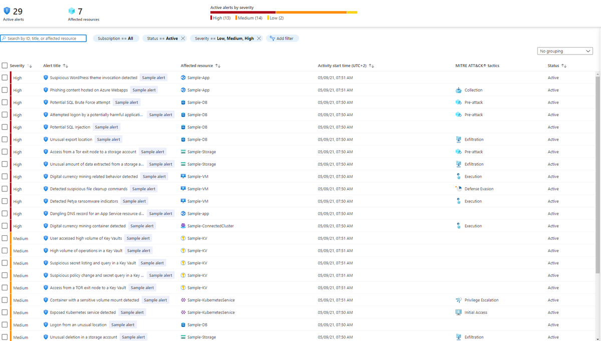 DijkmanRogier's tweet photo. Did you know that it is possible to create [SAMPLE] alerts from within the #Azure #SecurityCenter
This will generate 29 alerts on for 7 resources
#SecureHats #TipOfTheDay https://t.co/hH7ZVgWCcs