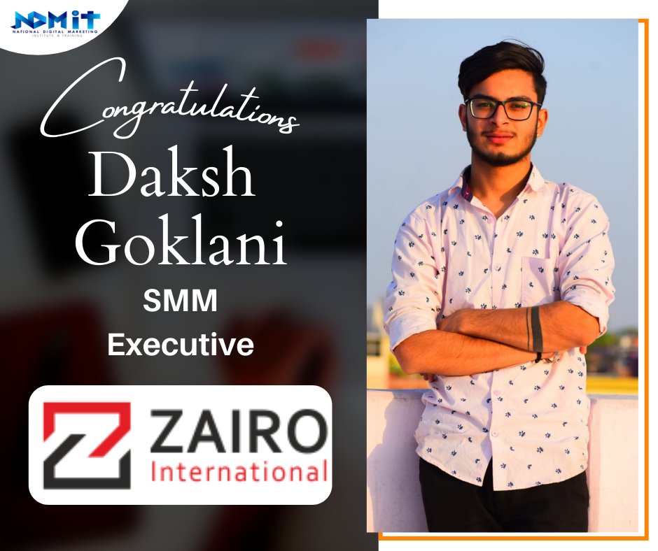 ndmit12's tweet photo. Congratulations Daksh,
For your placement at Zairo, 
Best wishes
#ndmitplacement #ndmit https://t.co/QUdpaBUbvw