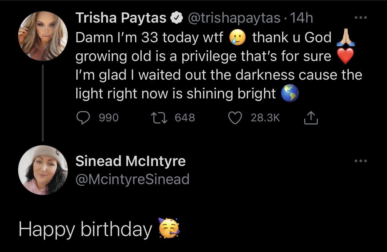 My mother wishing trisha paytas a happy bday...when worlds collide 