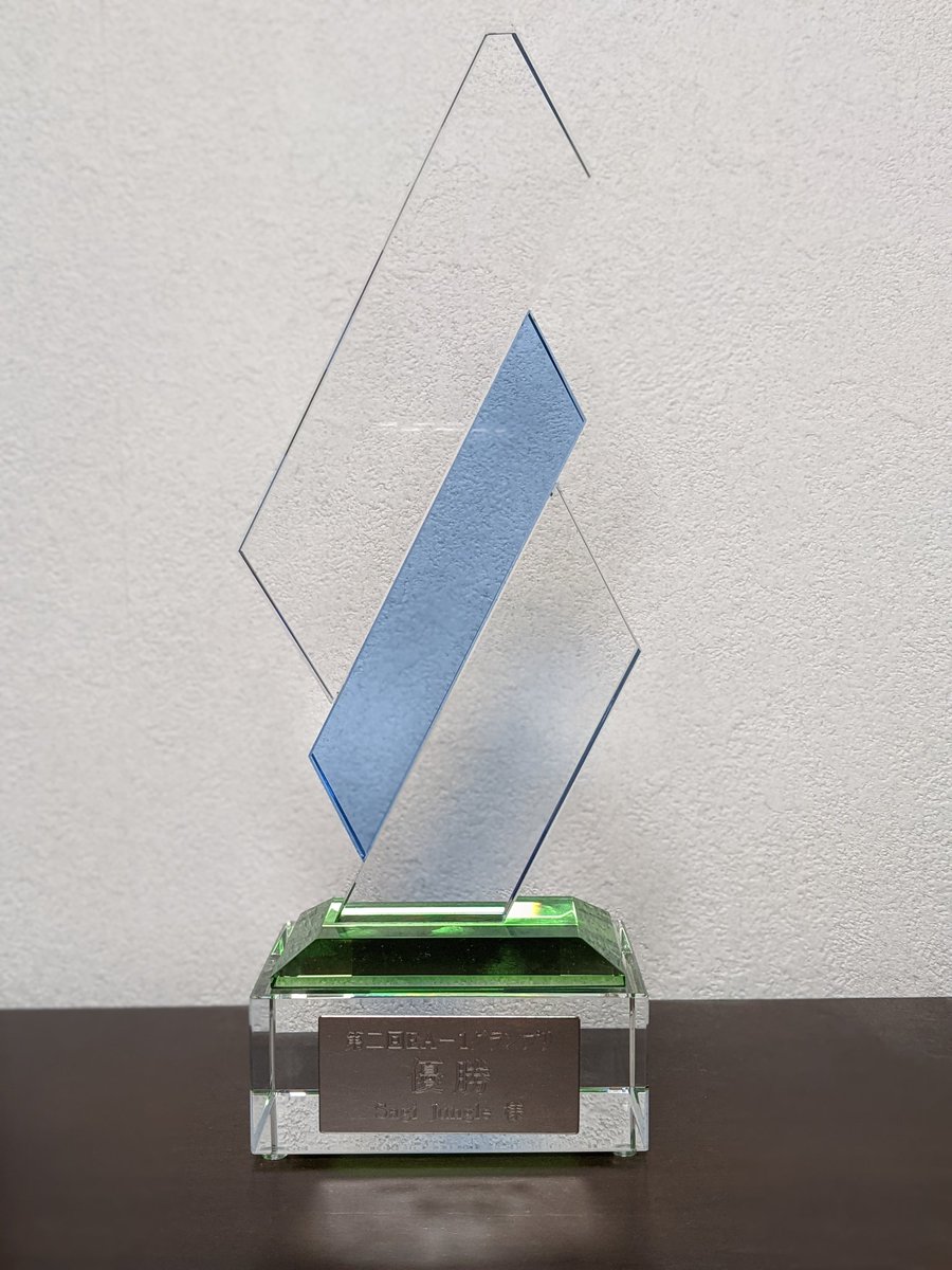 hanbe_air's tweet photo. 第2回EA-1グランプリ優勝トロフィー🥳 https://t.co/5JVH9M8UM7