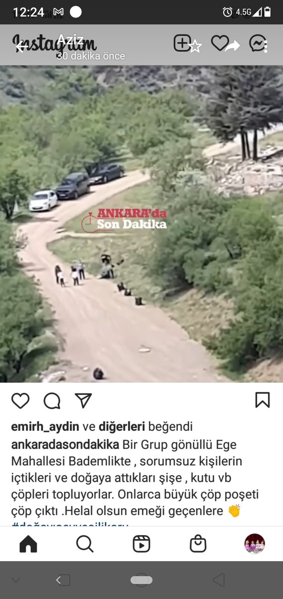 Evde oturmaktansa bir grup insan Mamak eğe Mahallesi'ndeki bademlikte temizlik yapıyorlar.#fedakarca