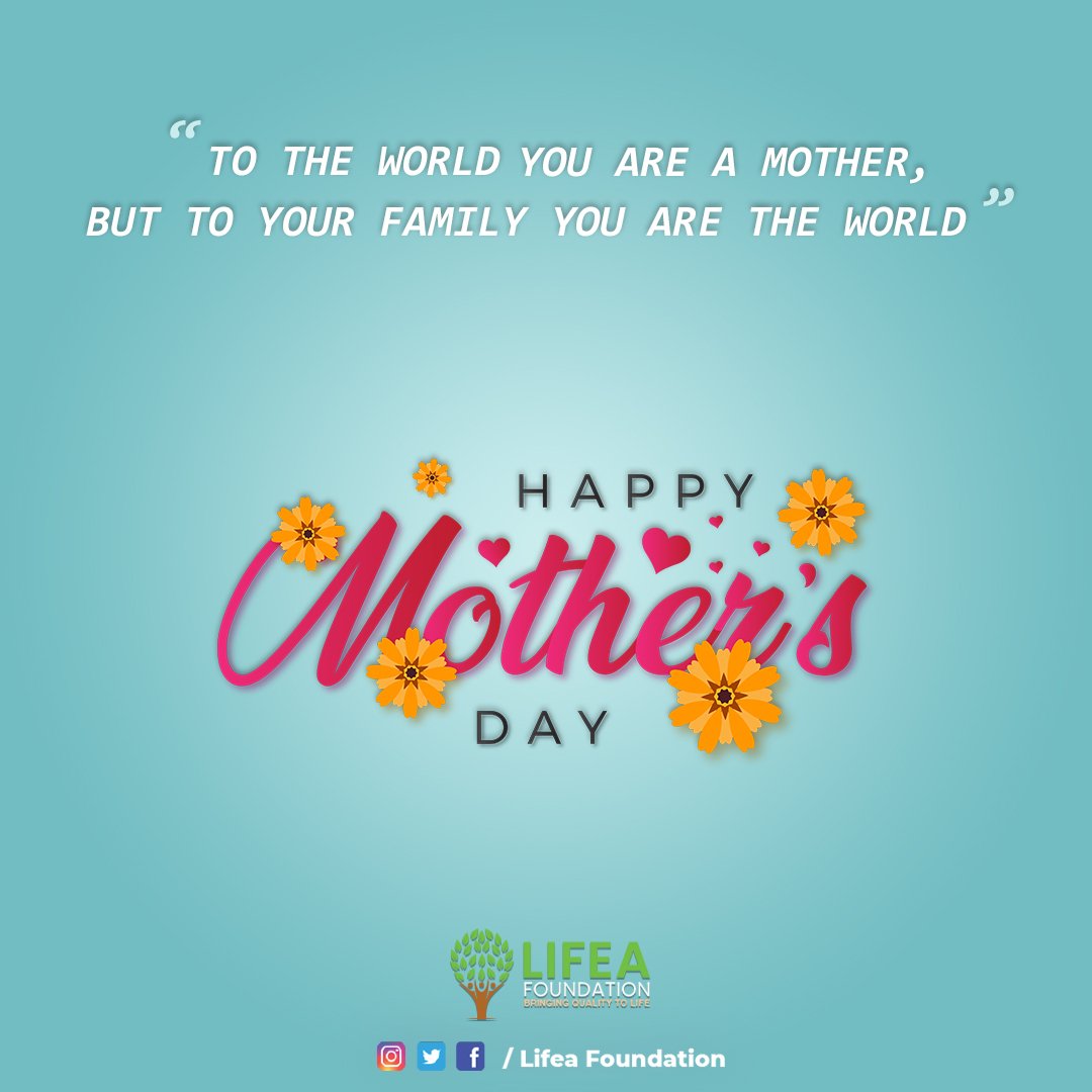 LifeaFoundation's tweet photo. To the world you are a mother, but to your family you are the world.
#happymothersday2021 #HappyMothersDay #MothersDay #amma #LifeaFoundation https://t.co/nQi3bfhT2d
