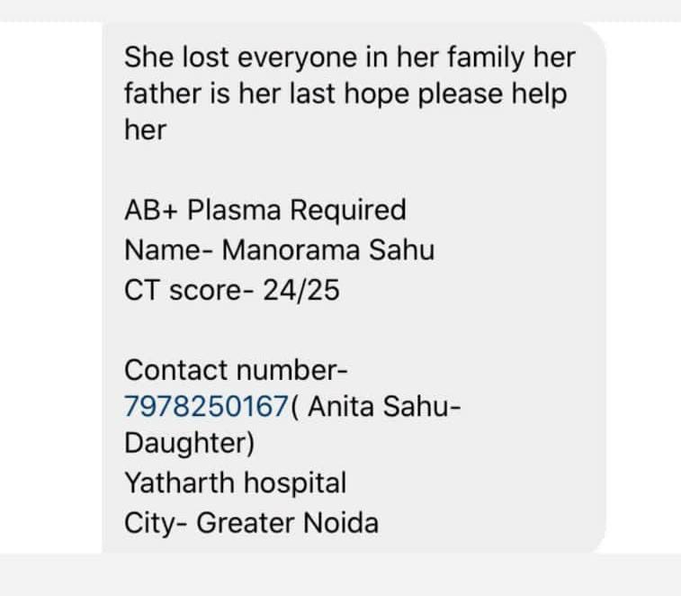 Samarpit_0044's tweet photo. Please Look it The girls has Lost the Entire Family please help &amp; save her father.
#HESvsCorona  #soodfoundation @DrKumarVishwas @abhisar_sharma https://t.co/6RFxV7WyjP