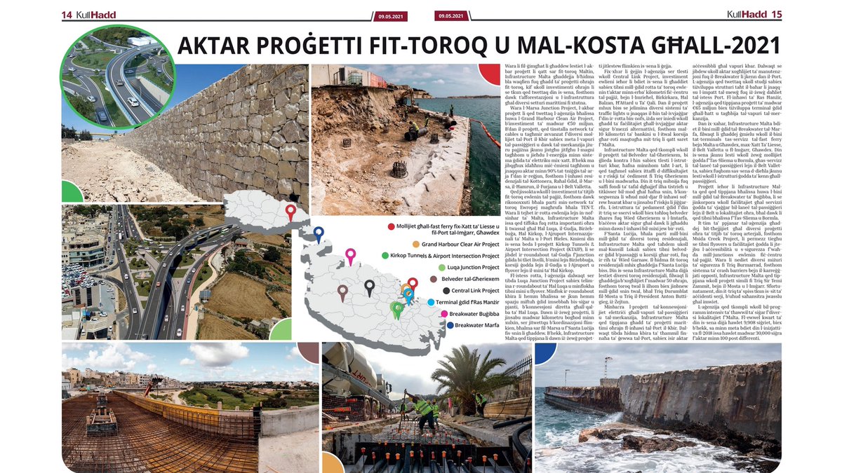F_Azzopardi's tweet photo. Beyond #MarsaJunctionProject, @InfraMalta will continue augmenting quality, safety, efficiency & #sustainability of #Malta's #infrastructure. Many other projects in progress - #GrandHarbour #CleanAir Project #GHCAP, #KTAIP, #CentralLinkProject & more. @MaltaGov @followianborg https://t.co/Rotog5HD8s