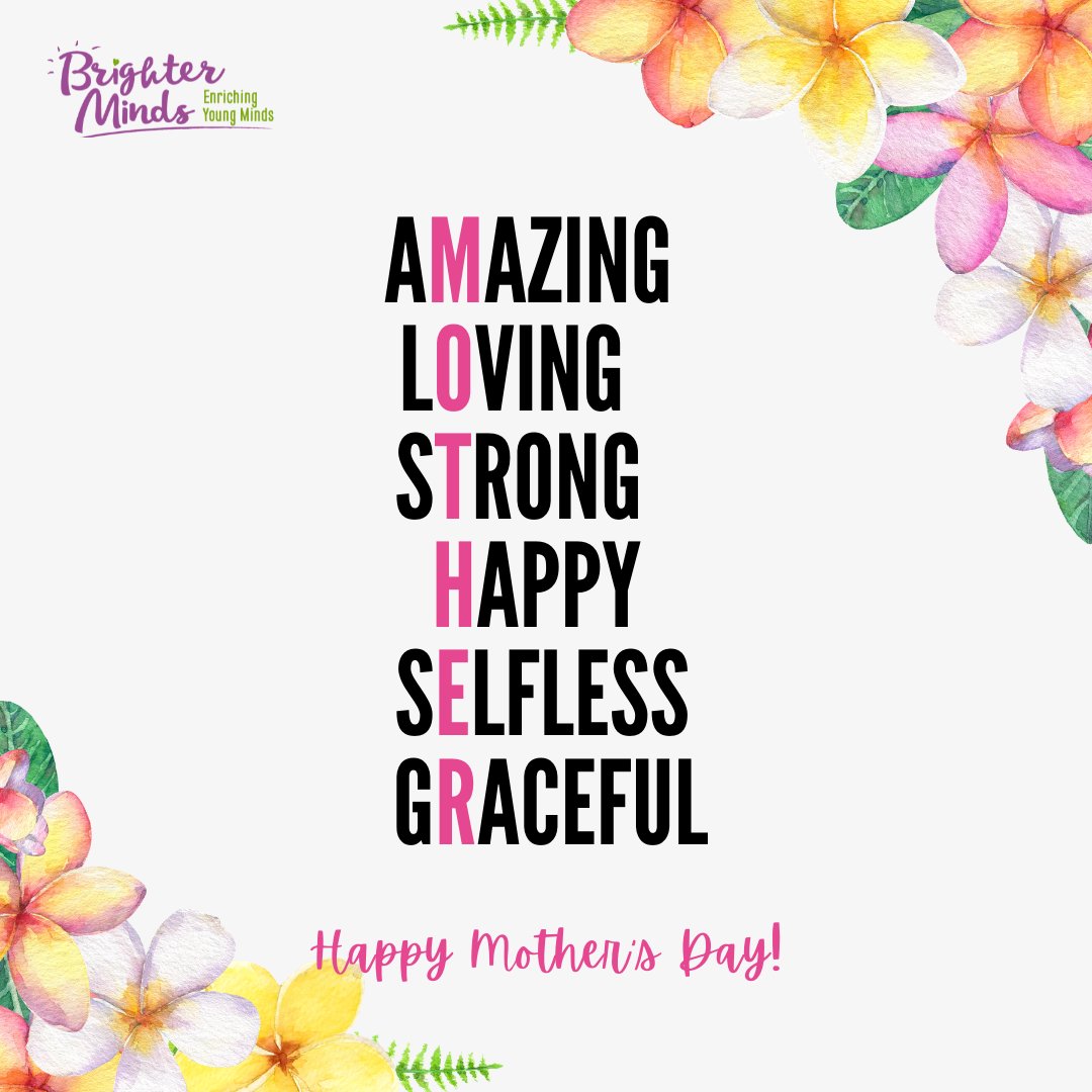 Happy Mother’s Day to all the strong, loving and selfless Mothers! We are lucky to have Mothers and mother figures in our lives! #MothersDay #BrighterMinds #Mother #Mom