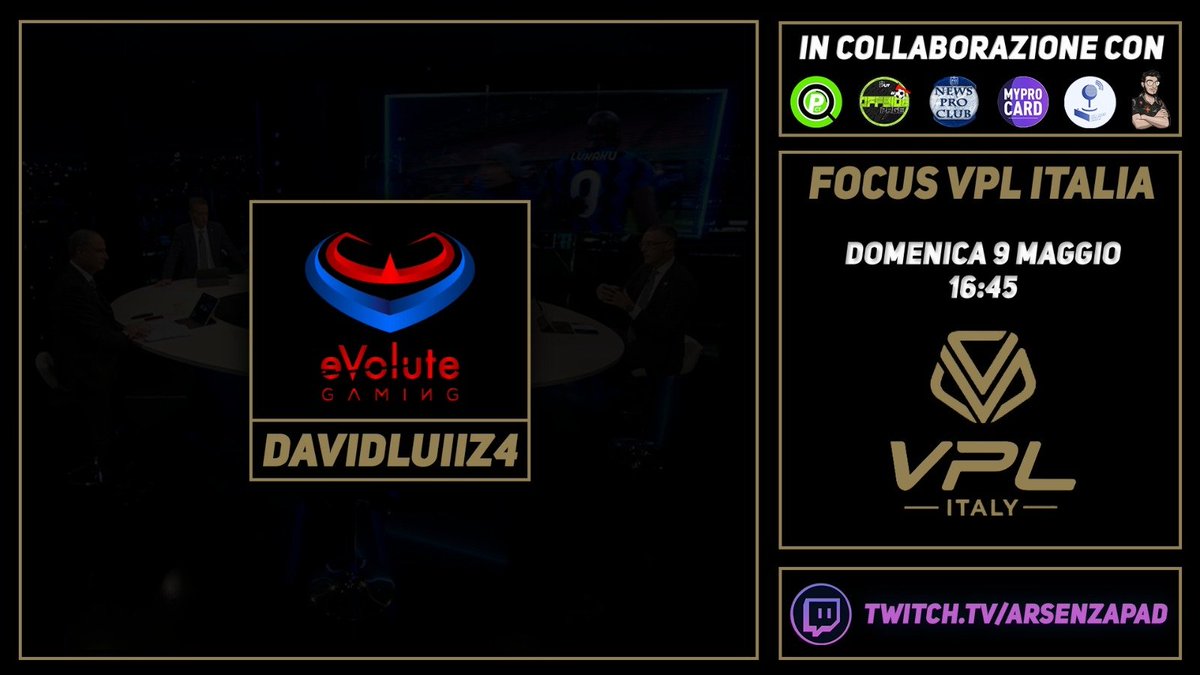 SenzaPad's tweet photo. Presentiamo un altro ospite di questa sesta puntata del "ArSenzaPad", interamente dedicata a @VPLItaly.

👤 @DavidLuiiz4 Capitano degli @EvoluteProClub.

📆 Questo pomeriggio, ore 16:45.
📽️ https://t.co/5jvvXm7wyh

#ArSenzaPad https://t.co/ni7uOuIQ7D