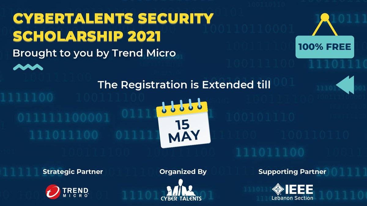 IEEELebanon's tweet photo. Register today! Don't miss it this time and apply before May 15th at 6 PM UTC.
Finalize the Introduction to Cybersecurity training and its challenges on CyberTalents platform. You can
 start here: https://t.co/E7kIxoDN8S @Cyber_Talents @TrendMicro https://t.co/4Cvssxv2tf