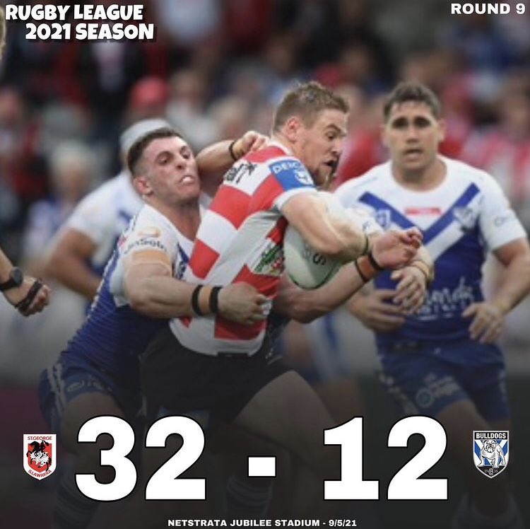 SRls18's tweet photo. FULL TIME - #NRLDragonsBulldogs

That felt like a distant memory on Sunday as the last-placed Bulldogs returned to Netstrata Jubilee Stadium on Sunday and suffered an utterly demoralising 32-12 loss to the Dragons. https://t.co/gAhyg1Tbr6