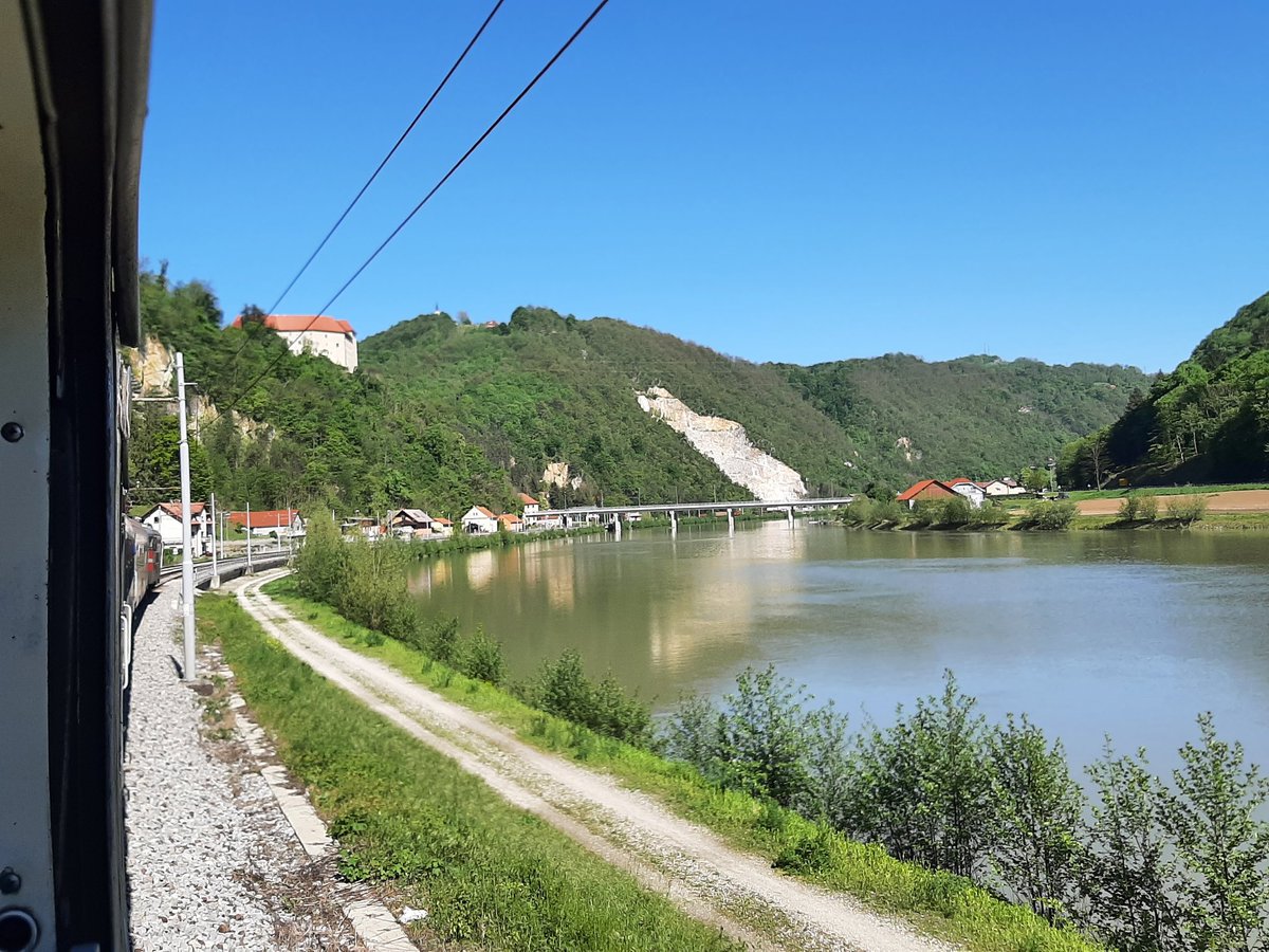 Sevnica station, and on to the next stop at Krško. On the fourth picture you can see hilltop Rajhenburg Castle!(Another one especially for you  @AndyBTravels since you mentioned them)