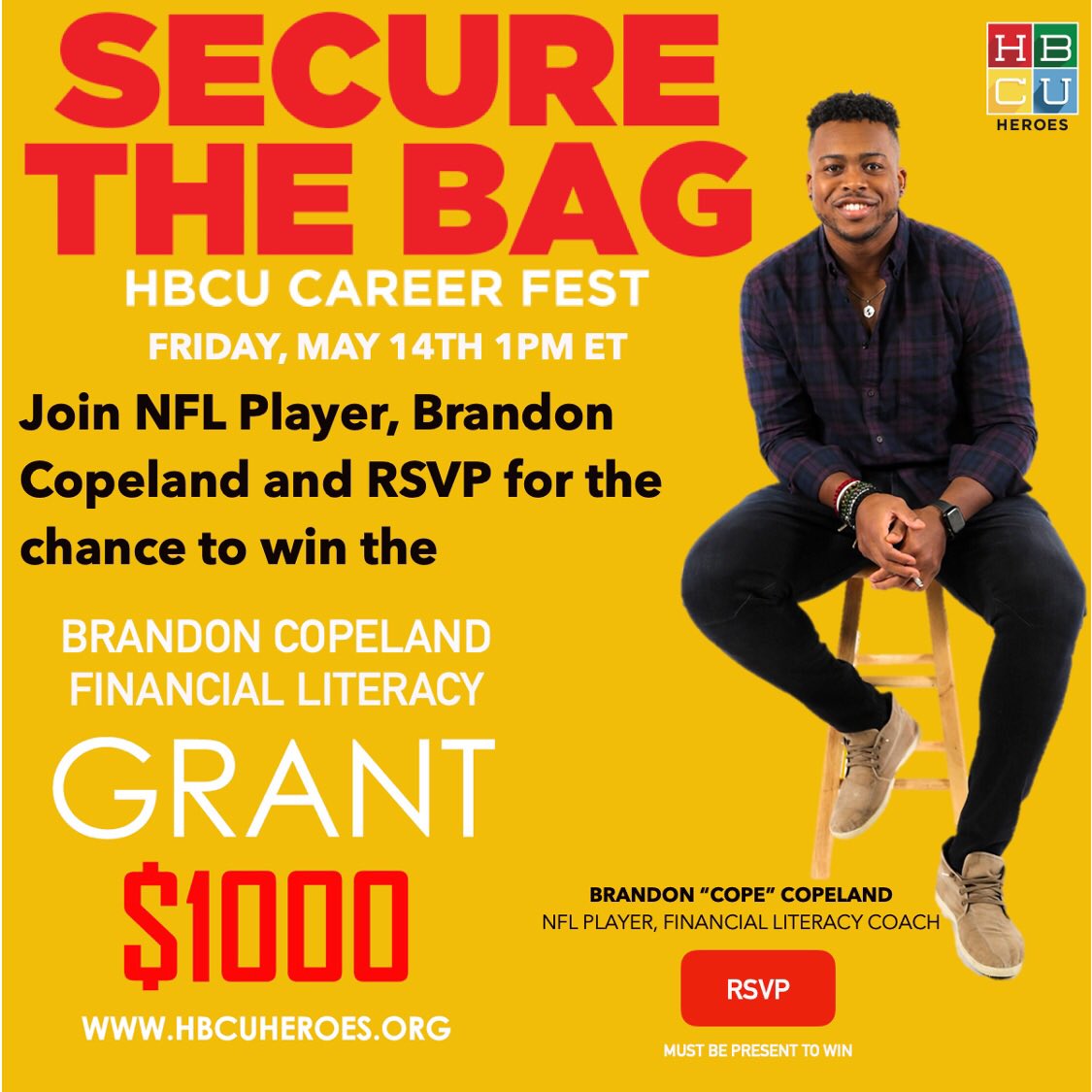 George Lynch (@glynchcoach) on Twitter photo Proud to partner w/ my dude, #NFL player #BrandonCopeland to help #HBCU students #SecureTheBag. 💰 Want in? RSVP now 👉HBCUheroes.org/securethebag
<a href="/bcope51/">Brandon Copeland</a>
#CopeCash <a href="/HBCUHeroes/">HBCU Heroes</a> Proud to partner w/ my dude, #NFL player #BrandonCopeland to help #HBCU students #SecureTheBag. 💰 Want in? RSVP now 👉HBCUheroes.org/securethebag
<a href="/bcope51/">Brandon Copeland</a>
#CopeCash <a href="/HBCUHeroes/">HBCU Heroes</a>