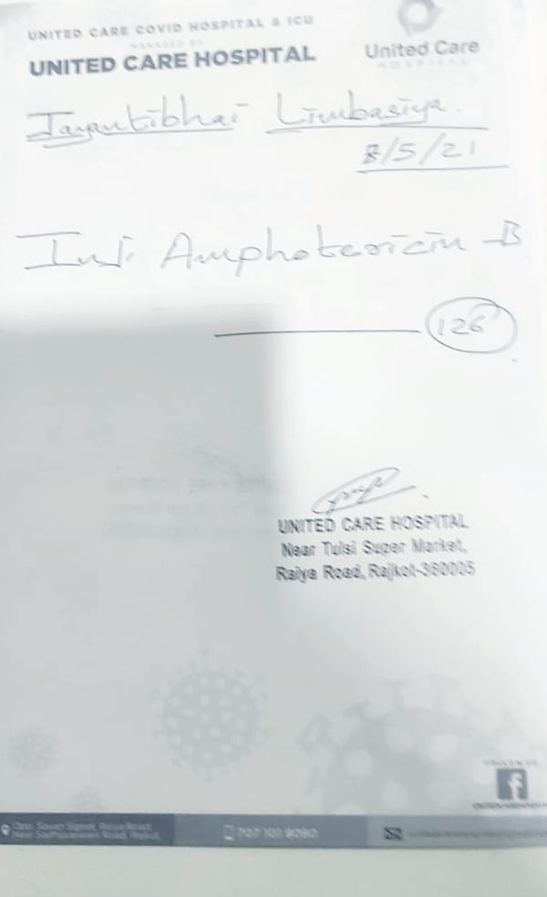 butterfly5d's tweet photo. #HelpRajkot #sosrajkot
patient Name :- Jayntibhai Jivrajbhai Limbasiya
Age :- 50
Need :-FUNGEL infection_ Amphotericin B injection (120)
Whether the patient is currently admitted or not ?: yes
Hospial:-United care Hospital
City:- #Rajkot
Contact No :- +91 6354 138 020 https://t.co/t4E7BnUL5O
