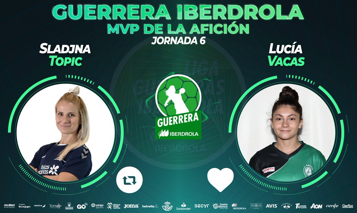 IberdrolaDHF's tweet photo. ⭐️ #GuerreraIberdrola - Jornada 6
 
🆚 @cbptodelcarmen : @BalonmanoAdesal 
 
♻️ RT: @SladjanaTopic
❤️ Me gusta: @Luciavacas00 https://t.co/etEzolhZsU