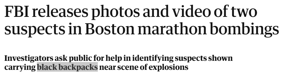 Did you know that the Tsarnaev brothers' aunt, a Chechen attorney, claims the FBI framed them for the Boston bombing? She points out a discrepancy b/w FBI claims of two black backpacks carrying the bombs vs photos of Dzhokhar w/ a white backpack that day  https://www.paulcraigroberts.org/2018/07/20/affidavit-of-maret-tsarnaeva-concerning-the-prosecution-of-dzhokhar-tsarnaev/