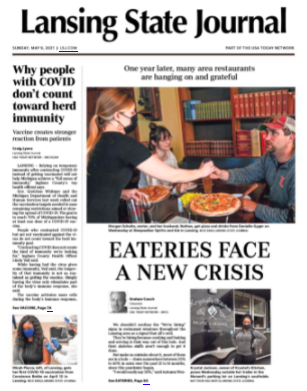 Graham_Couch's tweet photo. 🗞️ In today's @LSJNews: One year later, restaurants in the Lansing area are grateful, more nimble and mostly hanging on, but facing a new crises as they try to recover.

Column: https://t.co/aYCgtPBuwV

(And coming later today: A look at many of these restaurants individually) https://t.co/i6FURpfFxs