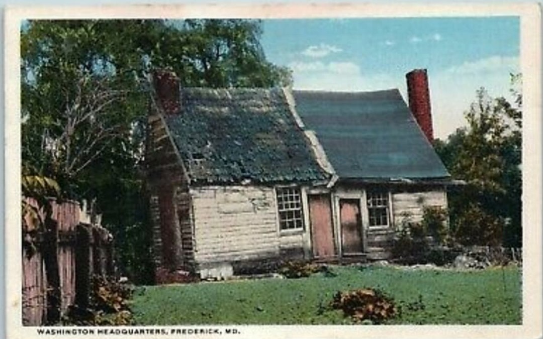 Many are familiar with the front image of "Washington's Headquarters", but this image of the rear is more rare. A small plaque stands near its former location along the creek and Mullinex Alley. It may never be known if this in in fact where Washington and Franklin first met.