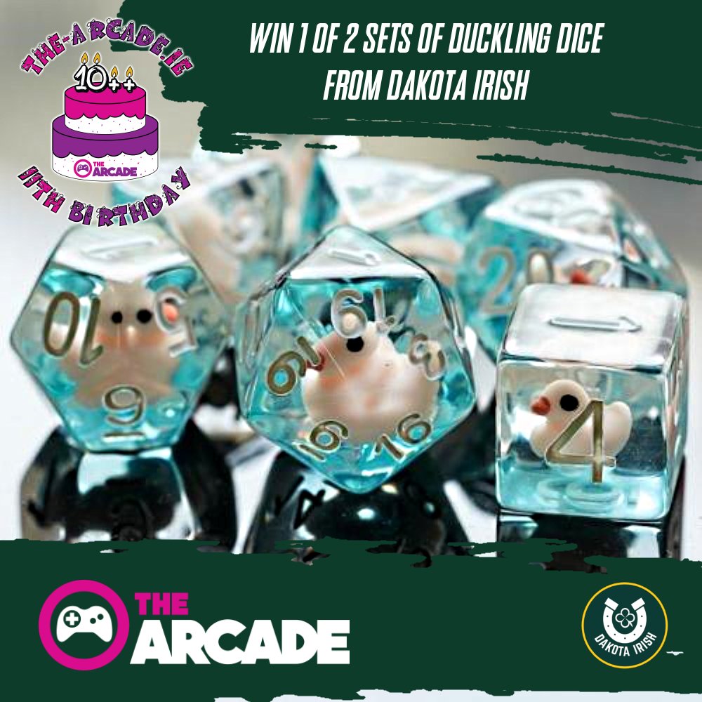 the_Arcade's tweet photo. 🚨11 Days Of Giveaways🚨
Day 11 - We have 2 sets of Duckling Dice from @dakotairishIE to giveaway. Our last of the #11DaysOfGiveaways
Roll on over to the link to enter >>
https://t.co/1UYB8RYOFU
Check out the other competition links here >> https://t.co/SlcMhpoZ4c
#DnD #dice https://t.co/6fRskRVZzi