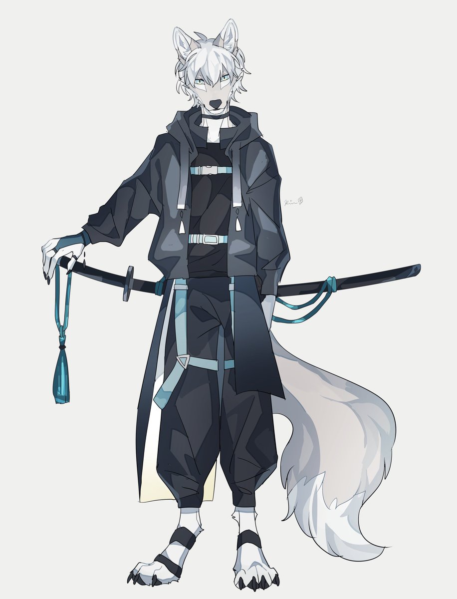 1boy male focus animal ears solo weapon sword tail  illustration images