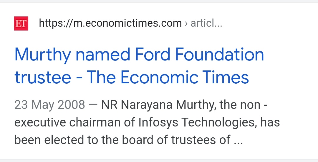Infosys Chairman Narayan Murthy was named as Head of Trustee for Ford Foundation India & now under his guidance, the funds were transferred to the NGO Parivartan & Kabir run by Kejriwal & Manish Sisodia. Funds were donated in the name of RTI Activist, but that was an eye wash