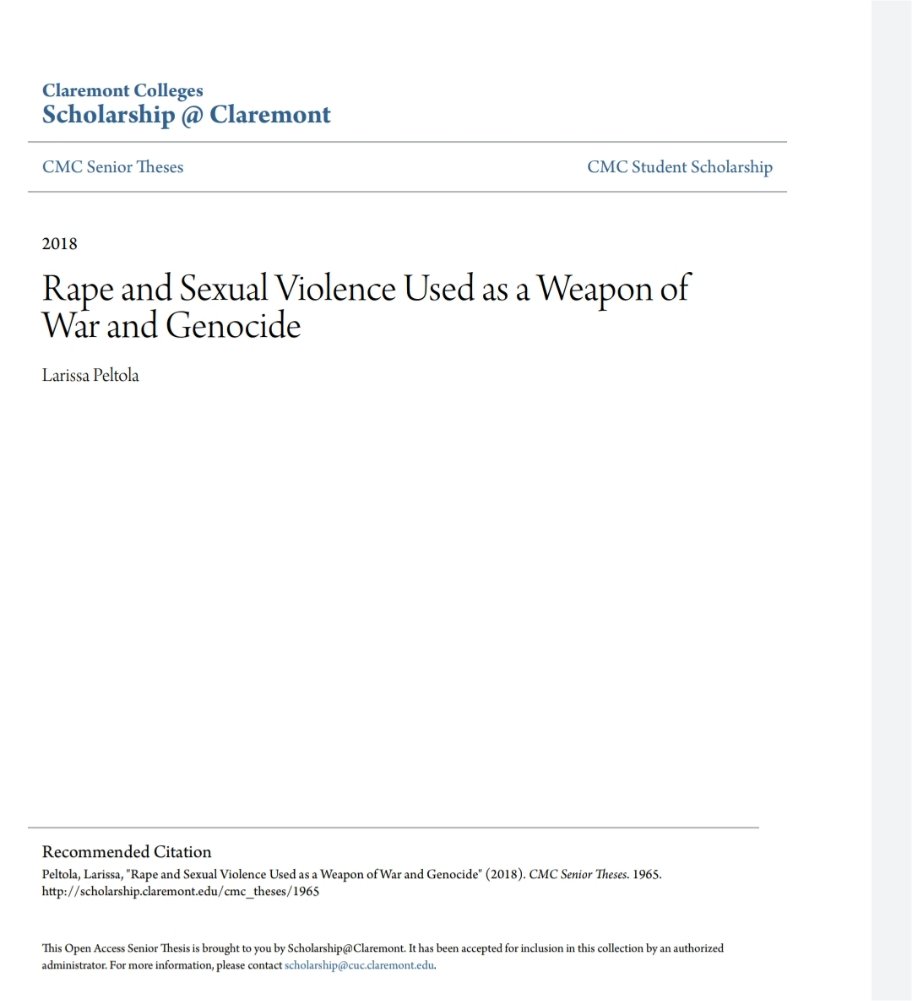 Here is a thesis submitted by Larissa Peltola of Claremont University, UK, where a detailed study has been presented how rαpε has been used a tool in wars & genocιde.Poor Nirbhaya fell victim to a planned conspiracy & conspirators rose using her name. Shame