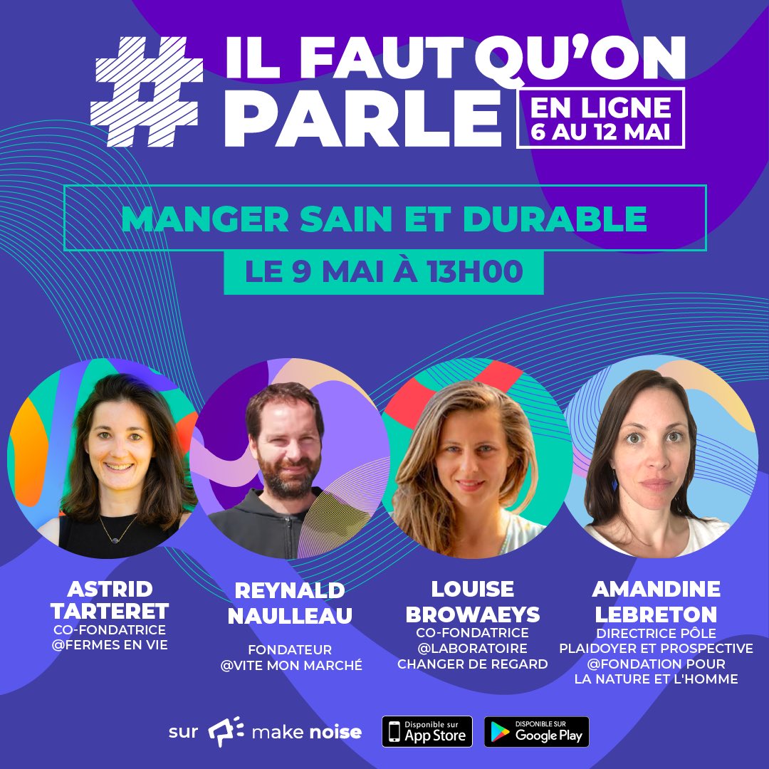 Nouveau talk dans 20 min 🌾 rdv sur l’application Makenoise <a href="/rnaulleau/">Reynald Naulleau</a> <a href="/A_Lebreton/">Amandine Lebreton</a>