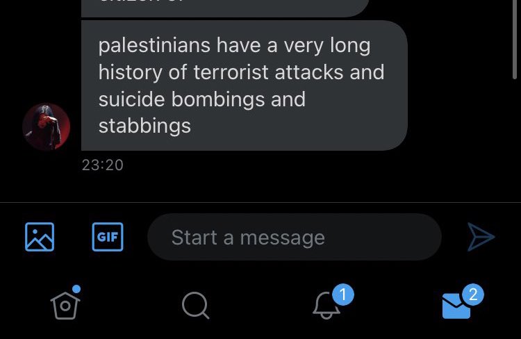 “Palestinians have a long history of terrorist attack and suicide bombings” but israelis are just trying to “survive” and “defend themselves” right? fuck you.