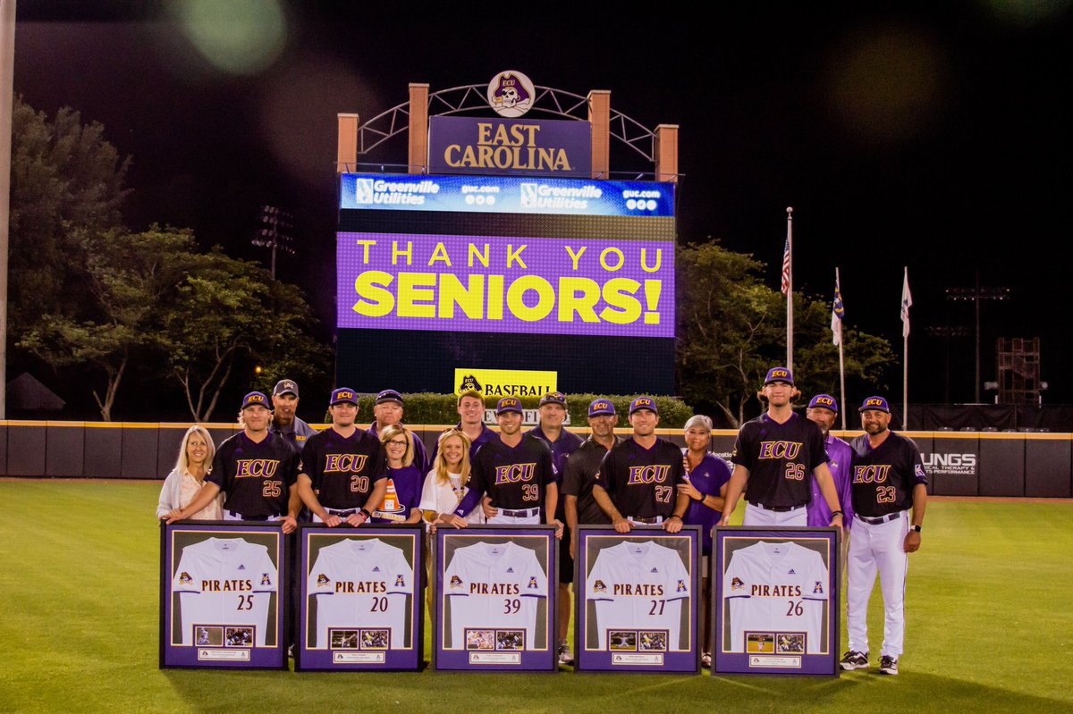 ECUBaseball's tweet image. Once a Pirate, always a Pirate. Thank you, seniors. 💜🏴‍☠️