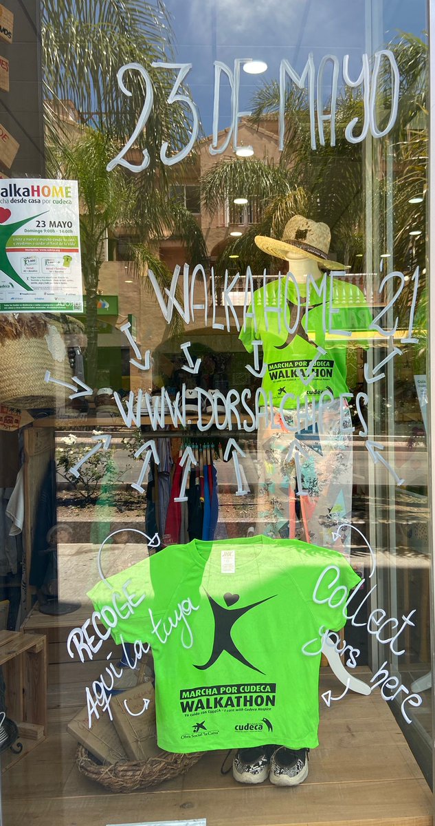 cudeca's tweet photo. 🇬🇧 Our Cudeca Charity Shops have already put on their #cudecawalkahome t-shirts for 23 May. 
How about you?

✍️Register now and help us at the end-of-life ❤️ on https://t.co/1LV9K1LMTV

#marcha #solidaridad #cudeca #málaga #carrerasolidaria #walkahome https://t.co/aOtZH3Usr0
